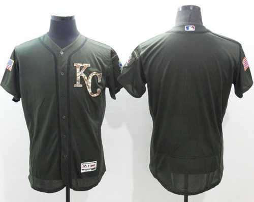 Kansas City Royals Blank Green Flexbase Authentic Collection Salute to Service Stitched Baseball Jersey