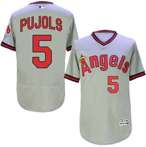 Los Angeles Angels Of Anaheim #5 Albert Pujols Grey Flexbase Authentic Collection Cooperstown Stitched Baseball Jersey
