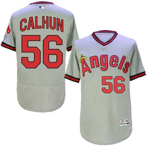 Los Angeles Angels Of Anaheim #56 Kole Calhoun Grey Flexbase Authentic Collection Cooperstown Stitched Baseball Jersey