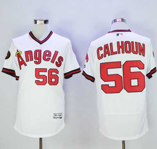 Los Angeles Angels Of Anaheim #56 Kole Calhoun White Flexbase Authentic Collection Cooperstown Stitched Baseball Jersey