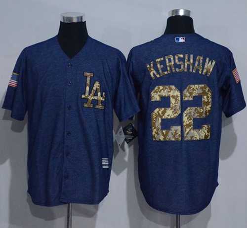 Los Angeles Dodgers #22 Clayton Kershaw Denim Blue Salute to Service Stitched Baseball Jersey