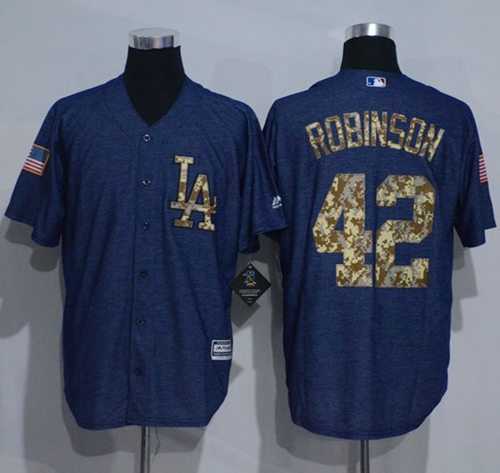Los Angeles Dodgers #42 Jackie Robinson Denim Blue Salute to Service Stitched Baseball Jersey