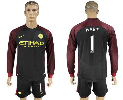 Manchester City #1 Hart Away Long Sleeves Soccer Club Jersey
