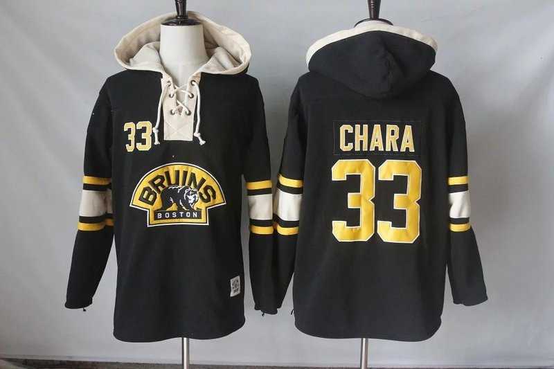Men's Boston Bruins #33 Zdeno Chara Black Sawyer Hooded Sweatshirt Stitched NHL Jersey