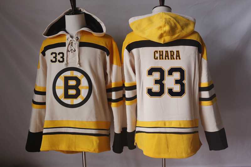 Men's Boston Bruins #33 Zdeno Chara Cream Sawyer Hooded Sweatshirt Stitched NHL Jersey