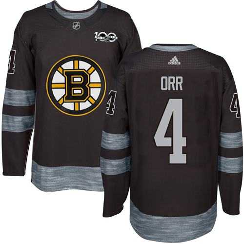 Men's Boston Bruins #4 Bobby Orr Black 1917-2017 100th Anniversary Stitched NHL Jersey