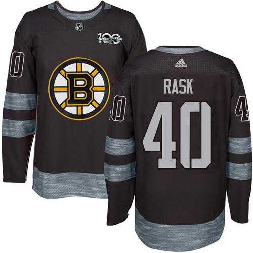 Men's Boston Bruins #40 Tuukka Rask Black 1917-2017 100th Anniversary Stitched NHL Jersey
