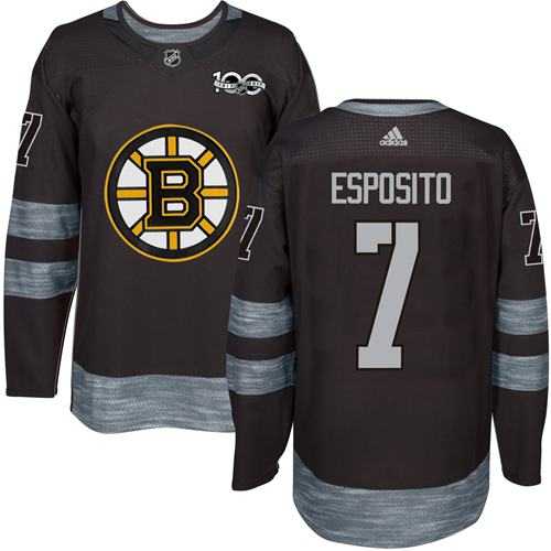 Men's Boston Bruins #7 Phil Esposito Black 1917-2017 100th Anniversary Stitched NHL Jersey