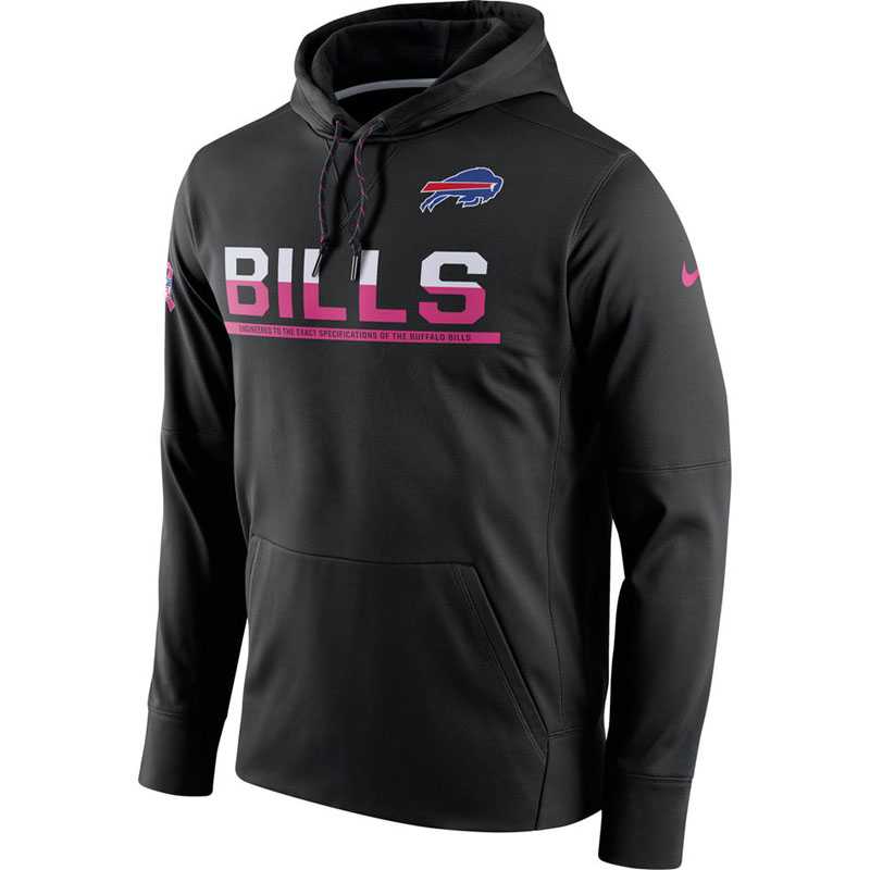 Men's Buffalo Bills Black Breast Cancer Awareness Circuit Performance Pullover Hoodie