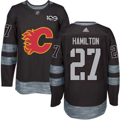 Men's Calgary Flames #27 Dougie Hamilton Black 1917-2017 100th Anniversary Stitched NHL Jersey
