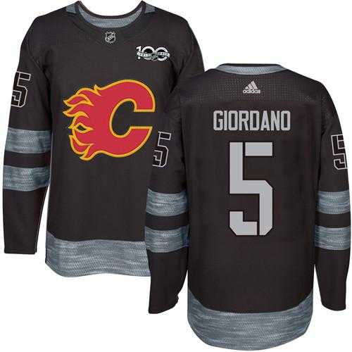 Men's Calgary Flames #5 Mark Giordano Black 1917-2017 100th Anniversary Stitched NHL Jersey
