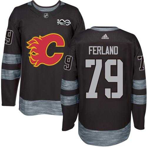Men's Calgary Flames #79 Michael Ferland Black 1917-2017 100th Anniversary Stitched NHL Jersey