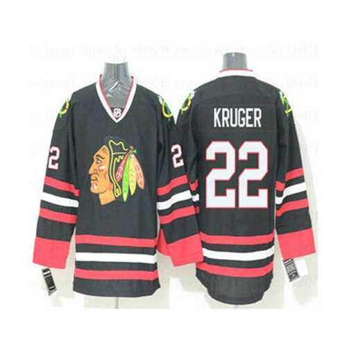 Men's Chicago Blackhawks #22 Marcus Kruger Alternate Black NHL Hockey Jersey