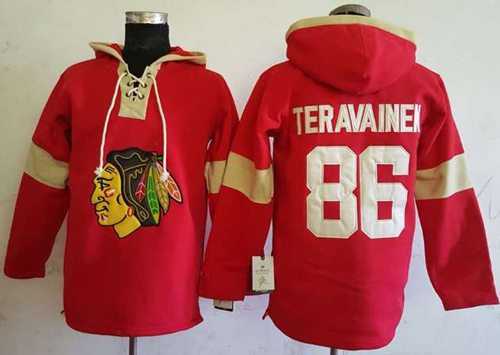 Men's Chicago Blackhawks #86 Teuvo Teravainen Red Pullover Hoodie Stitched NHL Jersey