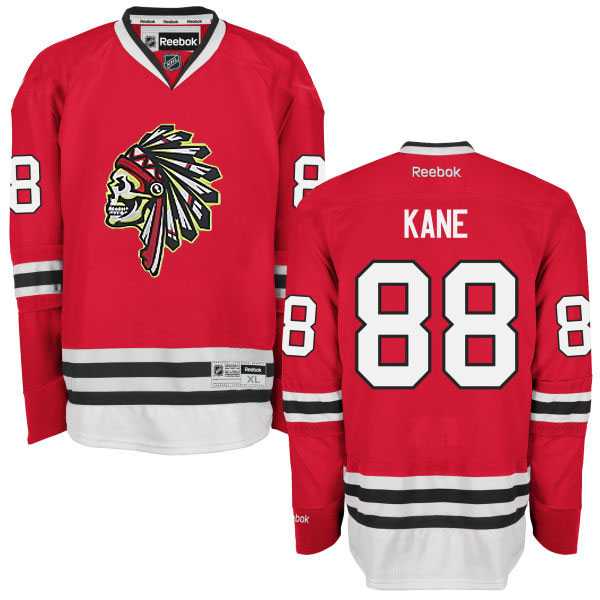 Men's Chicago Blackhawks #88 Patrick Kane Reebok Premier Red Skull Ice Hockey Jersey