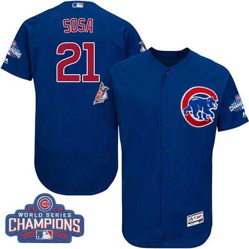Men's Chicago Cubs #21 Sammy Sosa Blue Flexbase Authentic Collection 2016 World Series Champions Stitched Baseball Jersey