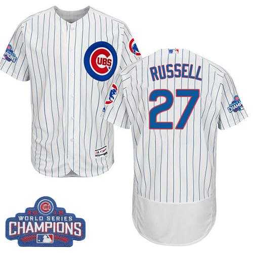 Men's Chicago Cubs #27 Addison Russell White Flexbase Authentic Collection 2016 World Series Champions Stitched Baseball Jersey