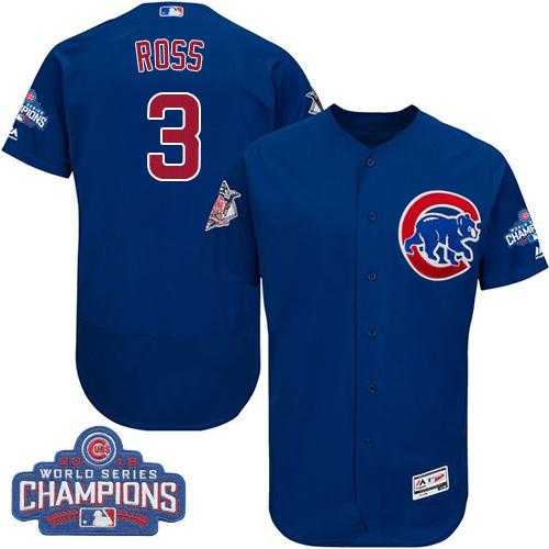 Men's Chicago Cubs #3 David Ross Blue Flexbase Authentic Collection 2016 World Series Champions Stitched Baseball Jersey
