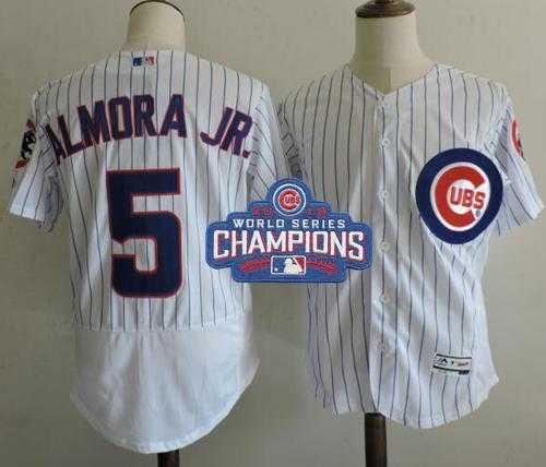 Men's Chicago Cubs #5 Albert Almora Jr. White Flexbase Authentic Collection 2016 World Series Champions Stitched Baseball Jersey