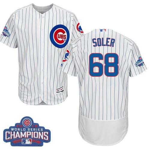 Men's Chicago Cubs #68 Jorge Soler White Flexbase Authentic Collection 2016 World Series Champions Stitched Baseball Jersey