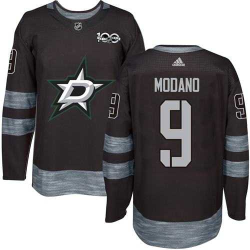 Men's Dallas Stars #9 Mike Modano Black 1917-2017 100th Anniversary Stitched NHL Jersey