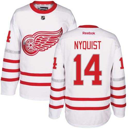 Men's Detroit Red Wings #14 Gustav Nyquist White Centennial Classic Stitched NHL Jersey
