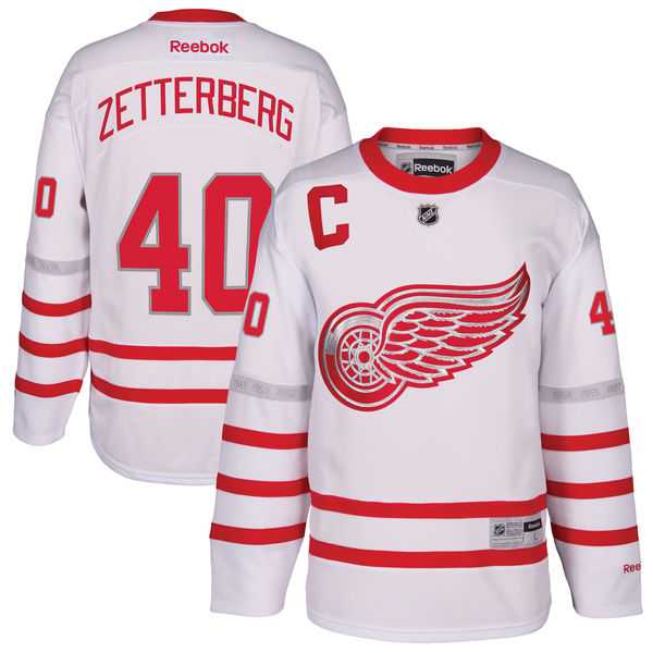 Men's Detroit Red Wings #40 Henrik Zetterberg White 2017 Centennial Classic Stitched NHL Jersey