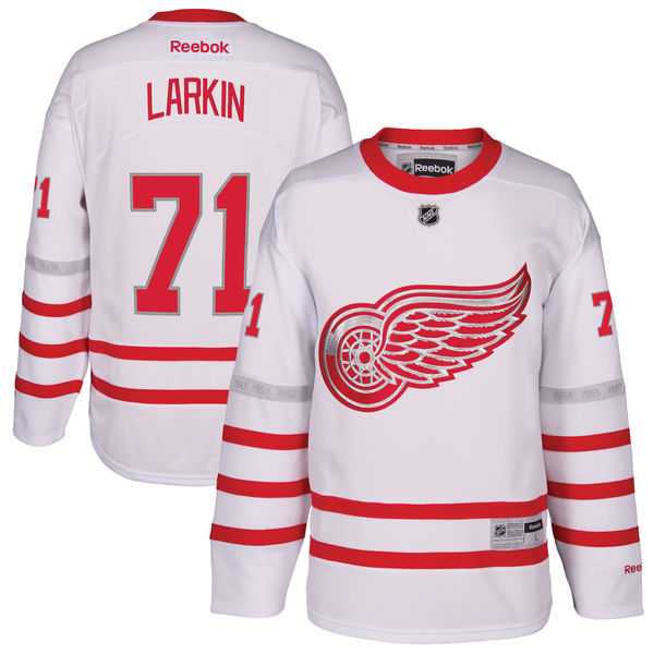Men's Detroit Red Wings #71 Dylan Larkin White 2017 Centennial Classic Stitched NHL Jersey