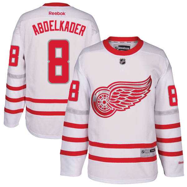 Men's Detroit Red Wings #8 Justin Abdelkader White 2017 Centennial Classic Stitched NHL Jersey