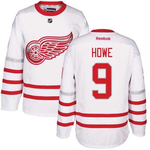 Men's Detroit Red Wings #9 Gordie Howe White Centennial Classic Stitched NHL Jersey