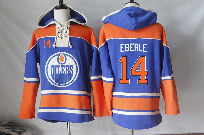 Men's Edmonton Oilers #14 Jordan Eberle Orange Sawyer Hooded Sweatshirt Stitched NHL Jersey