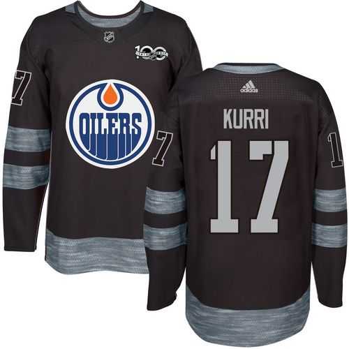 Men's Edmonton Oilers #17 Jari Kurri Black 1917-2017 100th Anniversary Stitched NHL Jersey