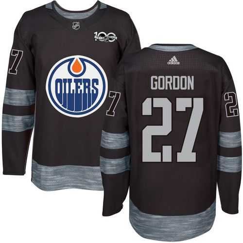 Men's Edmonton Oilers #27 Boyd Gordon Black 1917-2017 100th Anniversary Stitched NHL Jersey