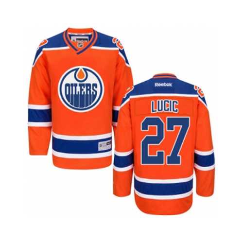 Men's Edmonton Oilers #27 Milan Lucic Orange Third NHL Jersey