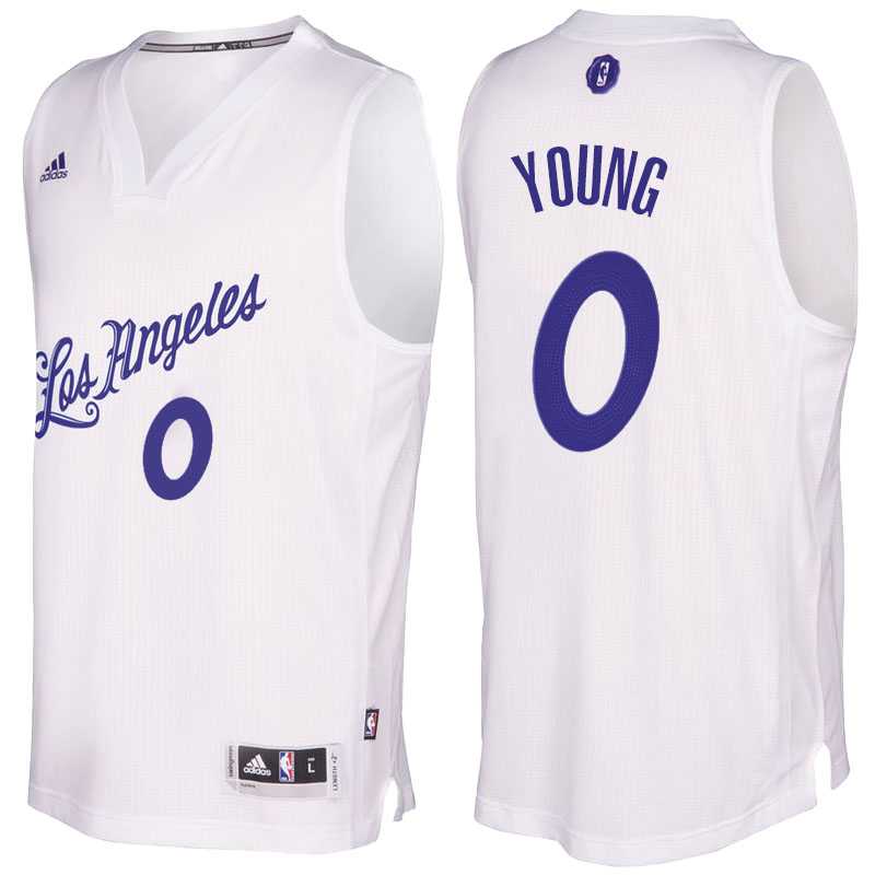 Men's Los Angeles Lakers #0 Nick Young 2016 Christmas Day White NBA Swingman Jersey