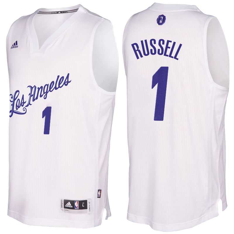 Men's Los Angeles Lakers #1 D'Angelo Russell 2016 Christmas Day White NBA Swingman Jersey