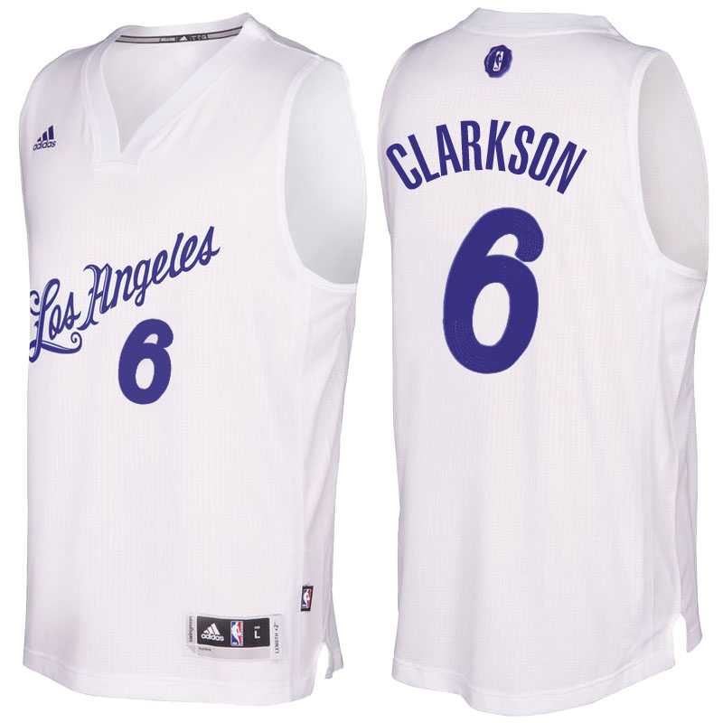 Men's Los Angeles Lakers #6 Jordan Clarkson 2016 Christmas Day White NBA Swingman Jersey