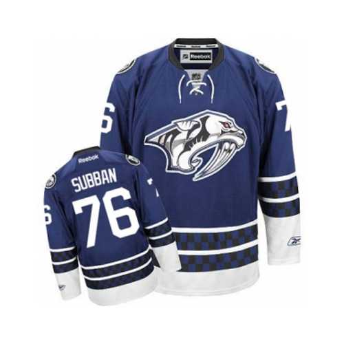Men's Nashville Predators #76 P.K Subban Blue Third NHL Jersey
