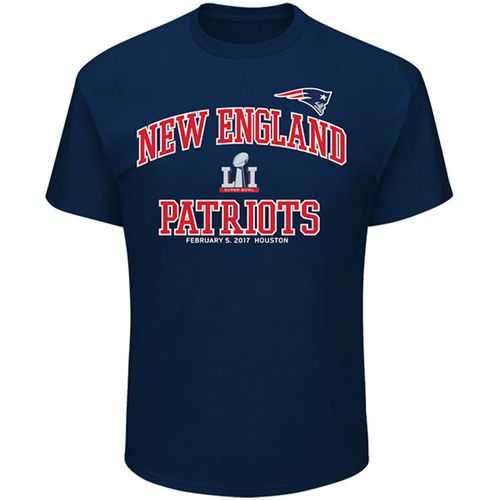 Men's New England Patriots Majestic Navy Super Bowl LI Bound Heart & Soul Going to the Super Bowl T-Shirt