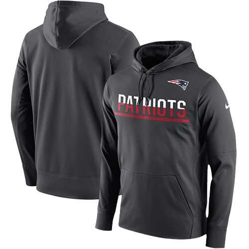 Men's New England Patriots Nike Anthracite Sideline Circuit Pullover Performance Hoodie