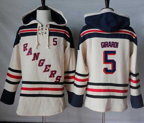 Men's New York Rangers #5 Dan Girardi Cream Sawyer Hooded Sweatshirt Stitched NHL Jersey