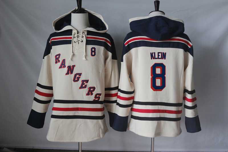 Men's New York Rangers #8 Kevin Klein Cream Sawyer Hooded Sweatshirt Stitched NHL Jersey