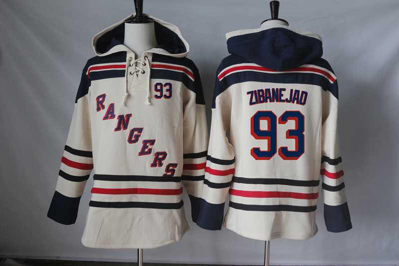 Men's New York Rangers #93 Mika Zibanejad Cream Sawyer Hooded Sweatshirt Stitched NHL Jersey