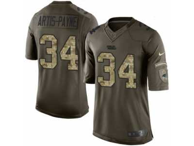 Men's Nike Carolina Panthers #34 Cameron Artis-Payne Limited Green Salute to Service NFL Jersey