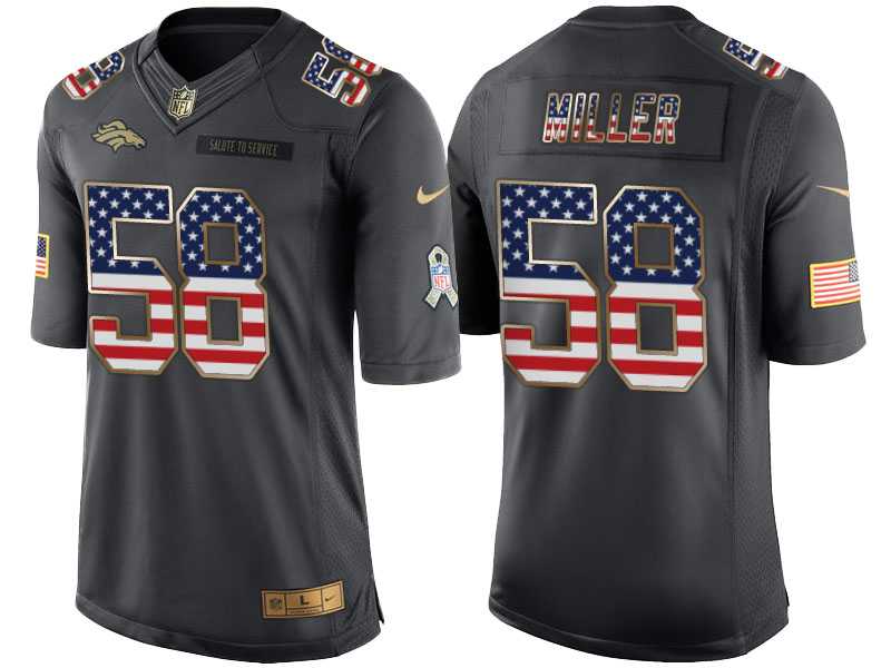 Men's Nike Denver Broncos #58 Von Miller Anthracite Stitched NFL Limited Salute to Service USA Flag Fashion Jersey