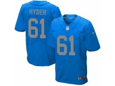 Men's Nike Detroit Lions #61 Kerry Hyder Elite Blue Alternate NFL Jersey