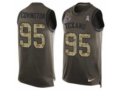Men's Nike Houston Texans #95 Christian Covington Limited Green Salute to Service Tank Top NFL Jersey