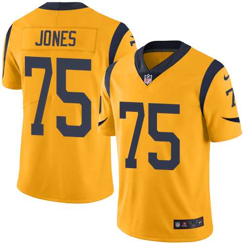 Men's Nike Los Angeles Rams #75 Deacon Jones Elite Gold Rush NFL Jersey