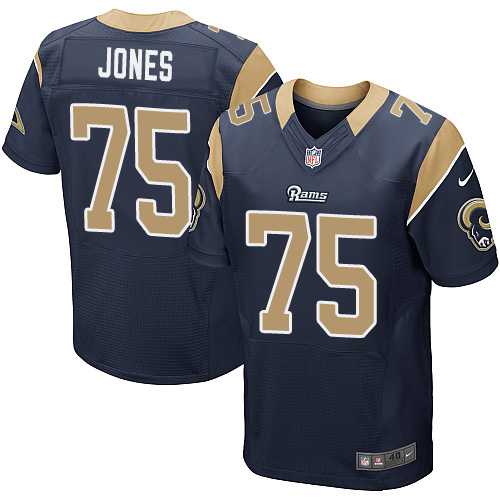 Men's Nike Los Angeles Rams #75 Deacon Jones Elite Navy Blue Team Color NFL Jersey