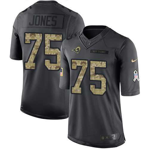 Men's Nike Los Angeles Rams #75 Deacon Jones Limited Black 2016 Salute to Service NFL Jersey